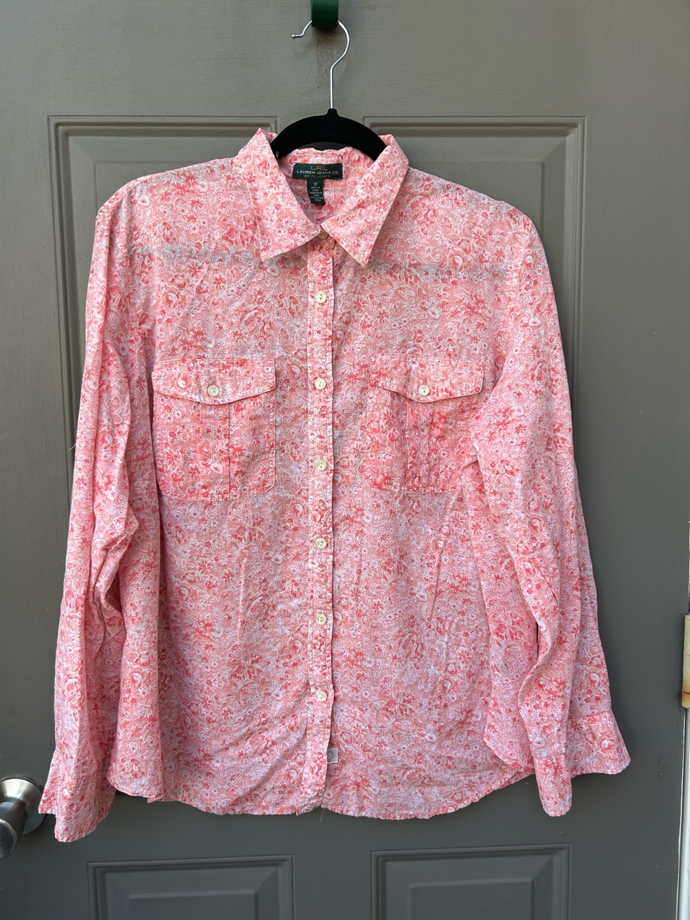 Lauren Ralph Lauren Women Floral Long-Sleeve Button-Down Shirt Roll Tab Sleeves
